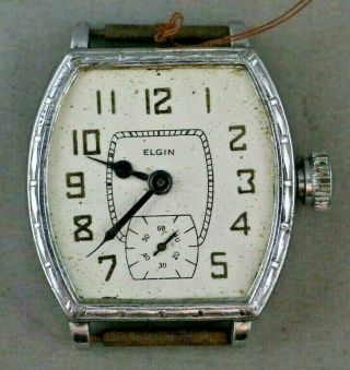 Vintage Antique Elgin Mens Art Deco Wrist Watch 30mm - Repair Or Parts