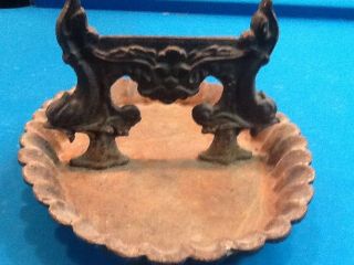 Antique Cast Iron Victorian Boot Scraper Mans Face And Owls On Edges With Tray.
