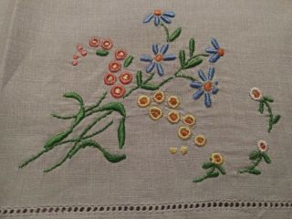 Madeira Embroidered Fine Gray Linen Hand Towel 18 " By 13.  5 "