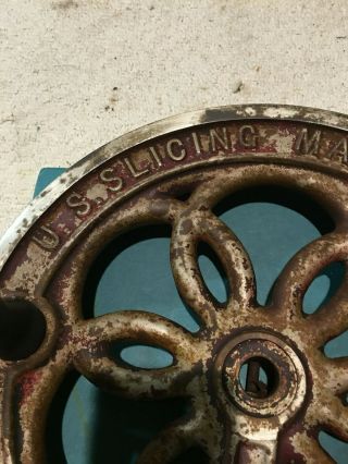 Antique Van Berkel ' s U.  S.  Slicing Machine Hand Crank Flywheel PART 2