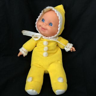 Vtg 1970 Mattel Baby Beans Doll Booful 5 Pompoms White Soles Yellow