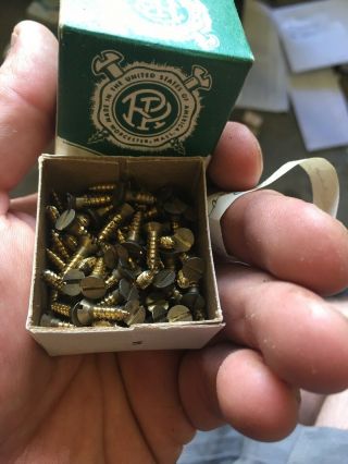 Vintage Box Of Brass 1/2” Screws