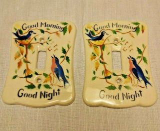 Vintage Ceramic Single Light Switch Plate Covers (set Of 2)