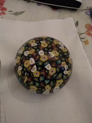 Antique Vintage Murano Floral Milleflori Art Glass Paperweight