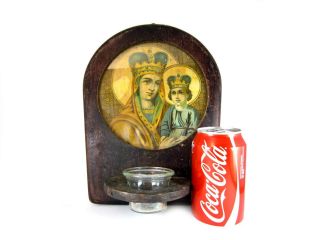 ANTIQUE Early 1900’s.  WALL ICON w/ THE LAMPADA JAR 8