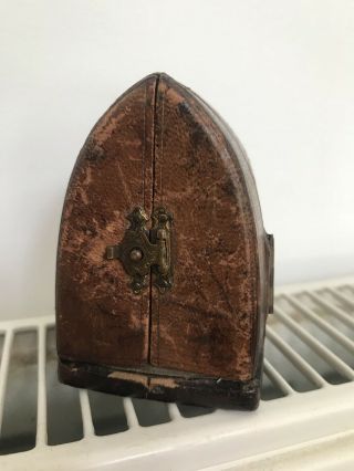 Antique Tan Leather Jewellery Carriage Clock Case Box