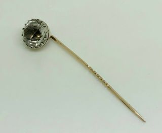 Antique Victorian 9ct Gold Rock Crystal Chunky Solitaire Tie/lapel/stick Pin