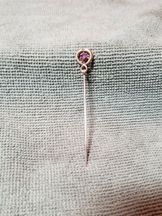 Antique 14k Gold Stick Hat Pin With Small Stone - 1.  9 Grams Scrap