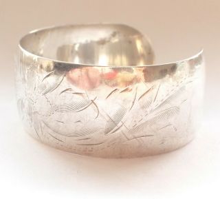 Stunning Thick Big Antique 925 Sterling Silver Bangle Engraved Retro Flower 17g 4