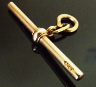 Rare Antique 18ct Solid Gold T - Bar & Ring For Albert Chain Or Bracelet