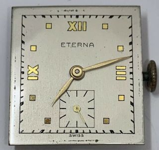 Eterna Vintage Watch Movement 17 Jewel With Dial And Hands Ticking F2203