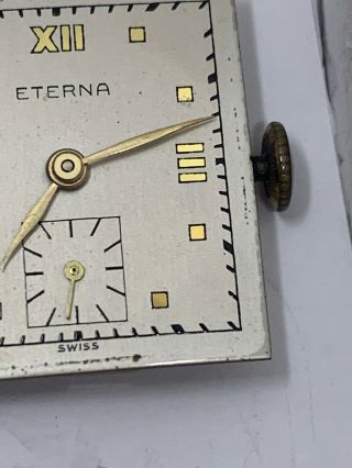 Eterna Vintage Watch Movement 17 Jewel With Dial And Hands Ticking F2203 5
