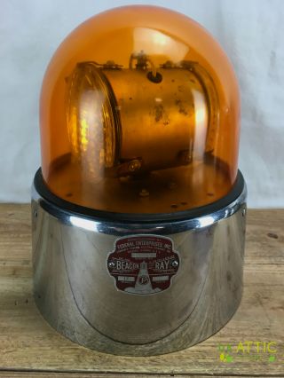 Federal Sign And Signal Beacon Ray Model 17 - 6 Volt - Amber Globe - Tall Base