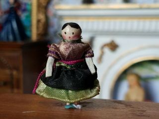 Antique Dollhouse Miniature Wood Peg Doll 1 " 1:12