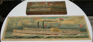 Antique 1889 Worcester Steamship Puzzle By Mcloughlin Bro 