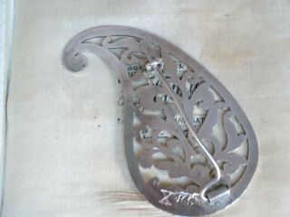 Antique Sterling Silver Nouveau Art & Crafts Organic Cut Out Leaf Swirl Brooch 4
