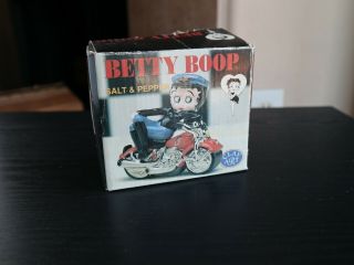 Betty Boop Motorcycle Salt And Pepper Shakers Clay Art Vintage Antique