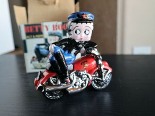 Betty Boop Motorcycle Salt and Pepper Shakers Clay Art Vintage Antique 3