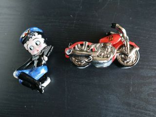 Betty Boop Motorcycle Salt and Pepper Shakers Clay Art Vintage Antique 4
