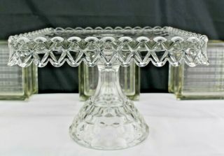 Fostoria American Cake Stand Square With Rum Well Antique Serving Piece