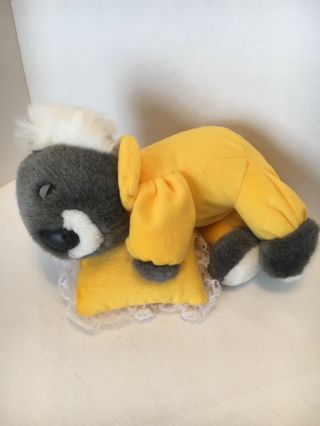 Snoring Koala Bear Plush Stuffed Animal With Yellow Pajama And Pillow 9 "