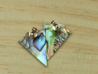 Vintage Art Deco Sterling Silver Abalone Shell Triangle Earrings 4