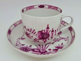 Antique 18th Century Meissen Marcolini Purple Sheaf Pattern Cup & Saucer c1790 2