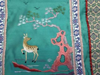 2 Vintage Colorful Chinese Silk Hand Embroidered Panels / Hanging Beijing China 5