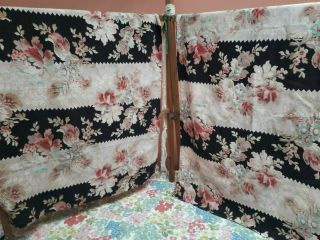Antique/ Vintage Fabric French Floral Cotton Cretonne Victorian Shabby Chic Two