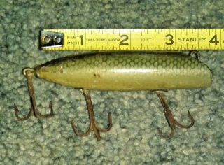 Vintage South Bend Bass Oreno Fishing Lure Early No Eye Model 973 Green Scale 2