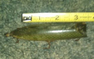 Vintage South Bend Bass Oreno Fishing Lure Early No Eye Model 973 Green Scale 3