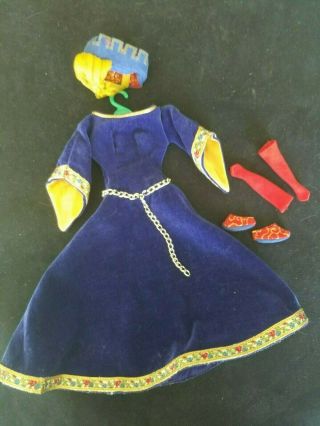 Vintage 1964 Barbie Guinevere Little Theatre Costume Dress & Accessories 783