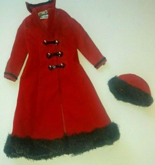 Vintage/mod Barbie Magnificent Midi Coat & Hat 3418 With All Toggles And Beads