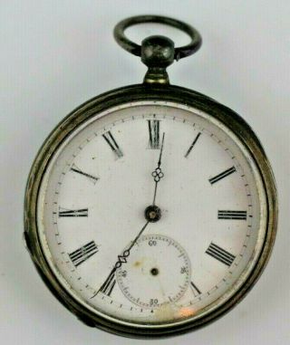 Antique Key Wind Pocket Watch W/ Silver Case Hasen Busch Of Repair
