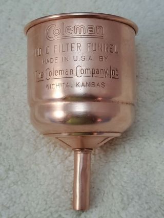 Vintage Coleman No.  0 Filter Funnel Copper For Camp Stove Or Lantern.