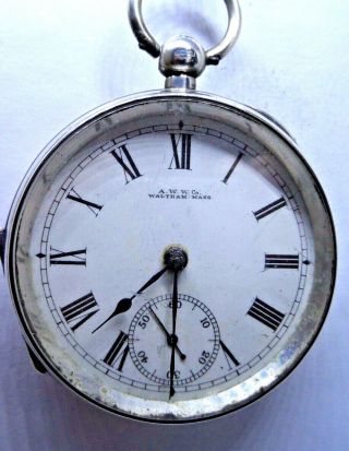 A Good Antique Silver Pocket Watch By Waltham 1889