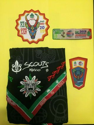 24th World Scout Jamboree 2019 Mexico Contingent Neckerchief Wsj With Badge