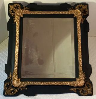 Antique Victorian Painted Wood And Gilt Gesso Beveled Glass Mirror 20.  75 X 18.  5”