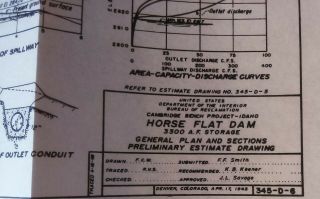 1950 Columbia River Sketch Diagram Map Horse Flat Dam Idaho Reservoir Dike 2