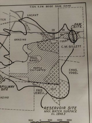 1950 Columbia River Sketch Diagram Map Horse Flat Dam Idaho Reservoir Dike 6