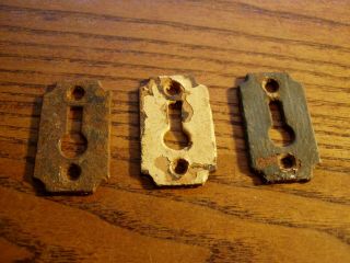 3 - - Antique Vintage Cast Iron Key Hole Escutcheons