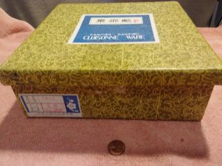 Vintage Chinese Cloisonne Blue Dragon Low Bowl box 2