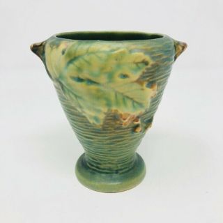 Vintage Roseville Pottery Green Floral Leaf Vase Cup Antique