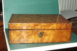 Antique Victorian Bird Eyes Mapel Wood Wooden Box Pistol ??? 7 1/2 " X 5 "
