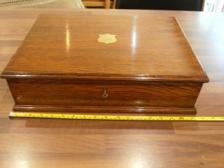 Lge Antique Oak Lined Collectors Box With Lift Out Tray,  Lock & Key Circa 1930
