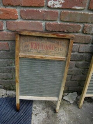 Antique National 510 Laundry Washboard Ribbed Glass Chicago - Saginaw - Memphis 24 "