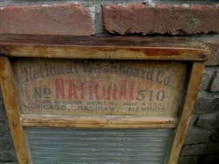 Antique National 510 Laundry Washboard Ribbed Glass Chicago - Saginaw - Memphis 24 