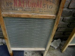 Antique National 510 Laundry Washboard Ribbed Glass Chicago - Saginaw - Memphis 24 