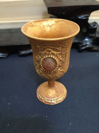 China Palace Bronze Copper 24k Gold Gild Wild Animal Pot Wine Glass Bottle Cup