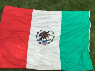 Very Large Ww2 Old Antique 9.  5 Feet Long Mexico Mexican Linen Flag 1934